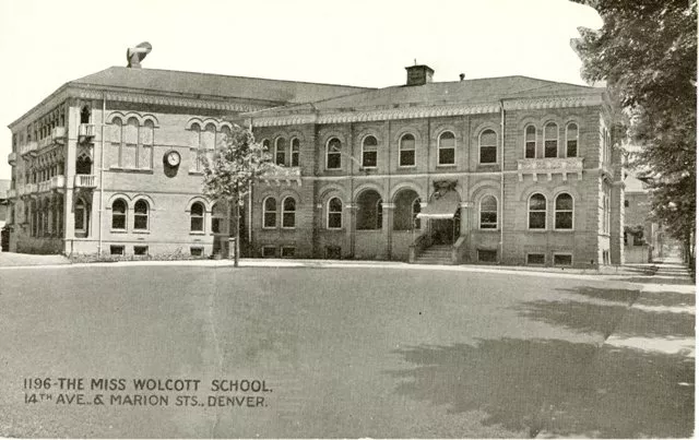 Archival photo of the Miss Wolcott School, 14th Ave and Marion Street, Denver